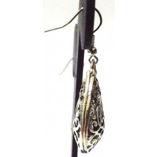 Silver Oxidized Earring Jhumka Jhumki Ethnic Jewelry Hook Drop Dangle Long EA241